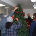 Patients decorating Christmas tree